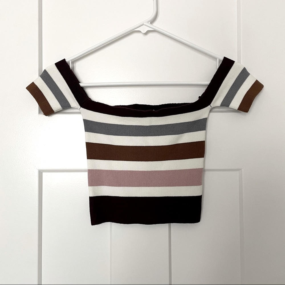 Striped Off-the-Shoulder Crop Top